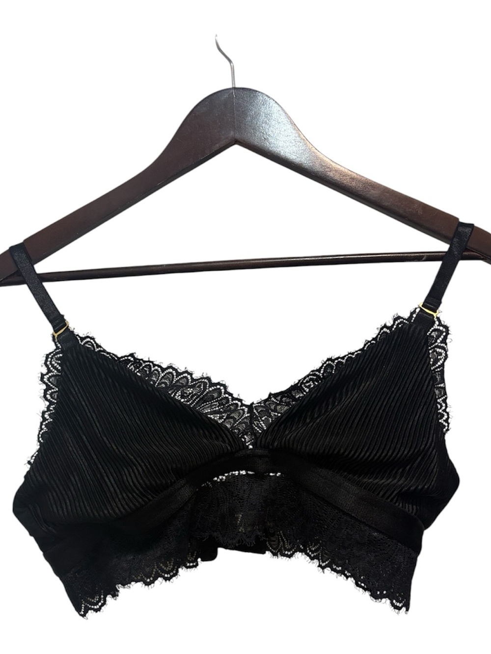 Black Lace Bralette with Pleated Cups - Women's Intimates